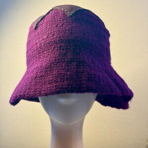 Purple Hat Handsewn Cloche Crochet Cottagecore One Size